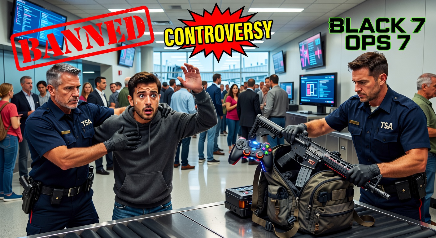 Kontroverse Werbeszene im Stil einer Flughafenkontrolle