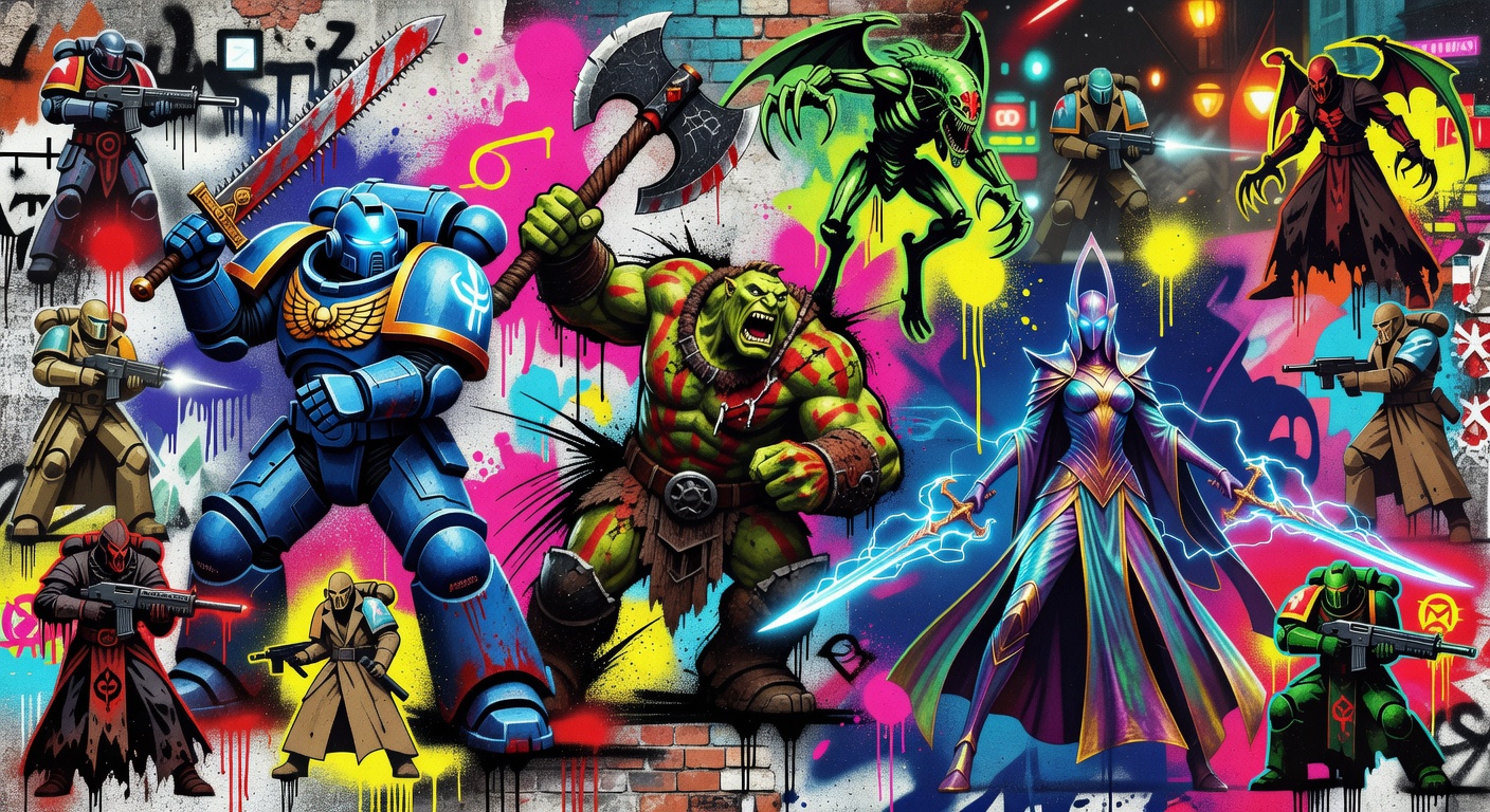 Vibrante Street-Art-Collage zu Dawn of War 4