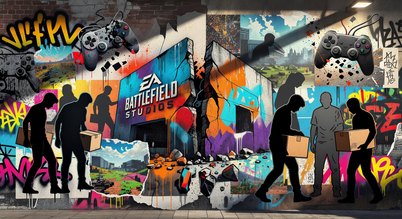 Battlefield-Soldaten vor EA-Logo und Studio-Silhouetten