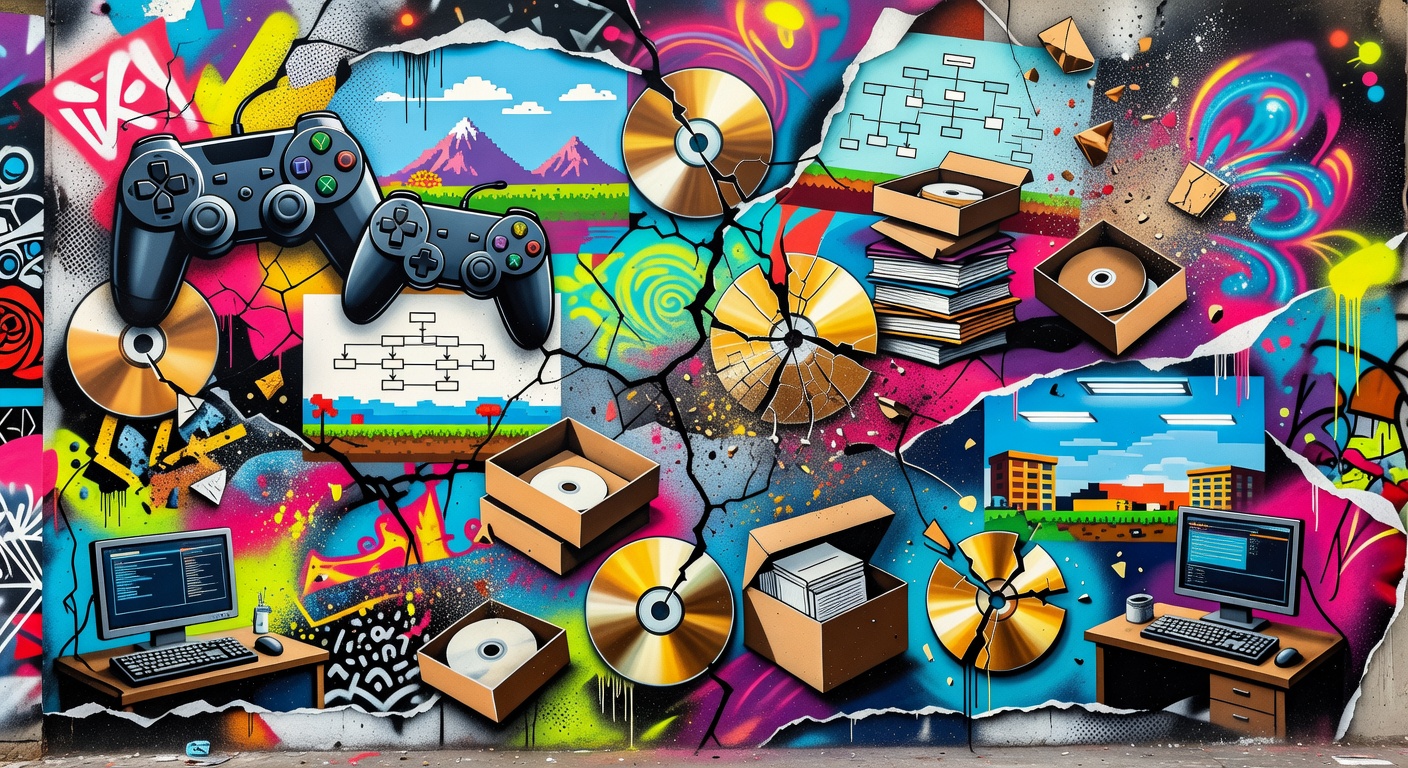 Abstrakte Darstellung eines Games-Konzerns, der sich in zwei Unternehmenszweige aufteilt