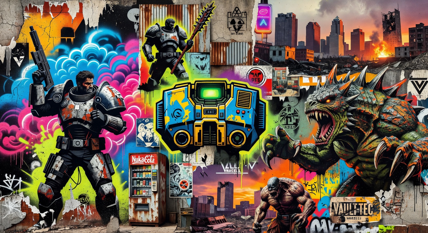 Vibrante Street-Art-Collage zu Fallout 4 auf Switch 2