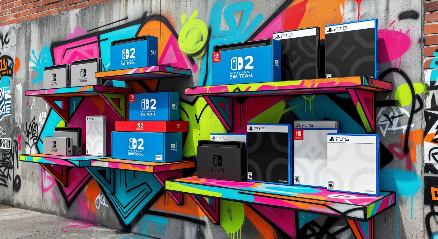 Generische Gaming-Deal-Collage mit Spieleboxen und Preisschildern ohne Logos