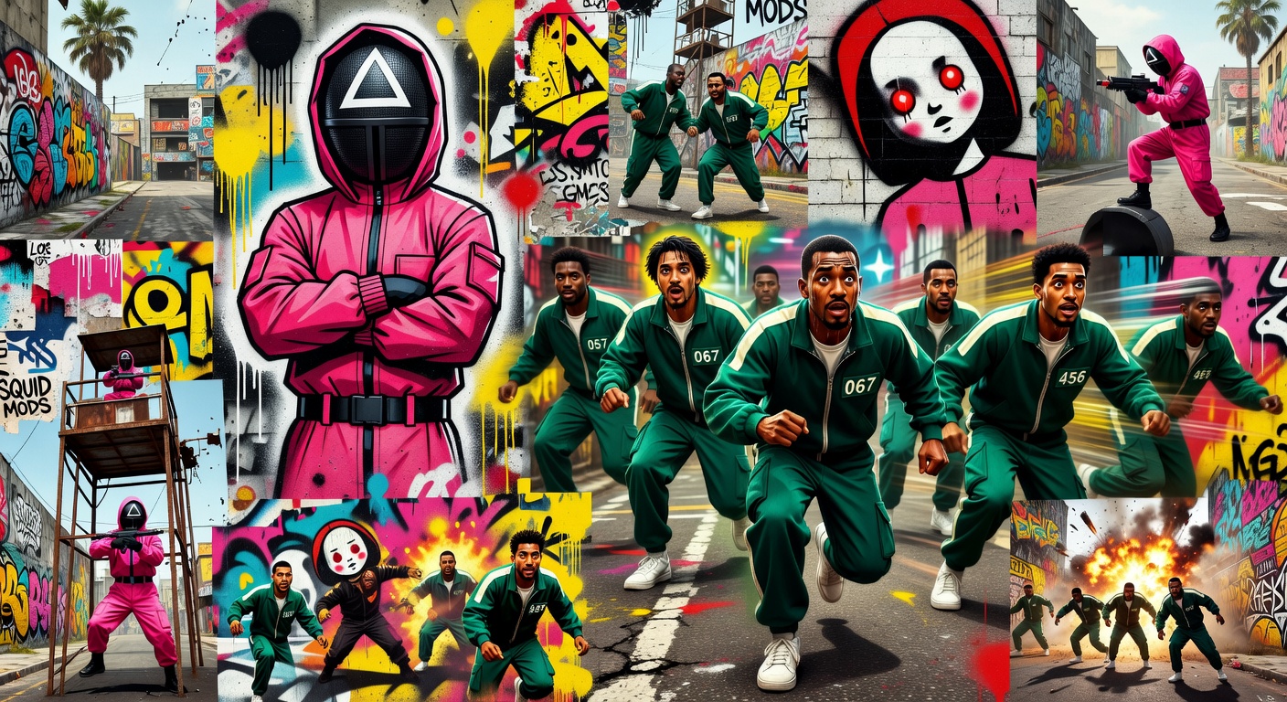 GTA-5-Charaktere in einer Squid-Game-inspirierten Mod-Arena