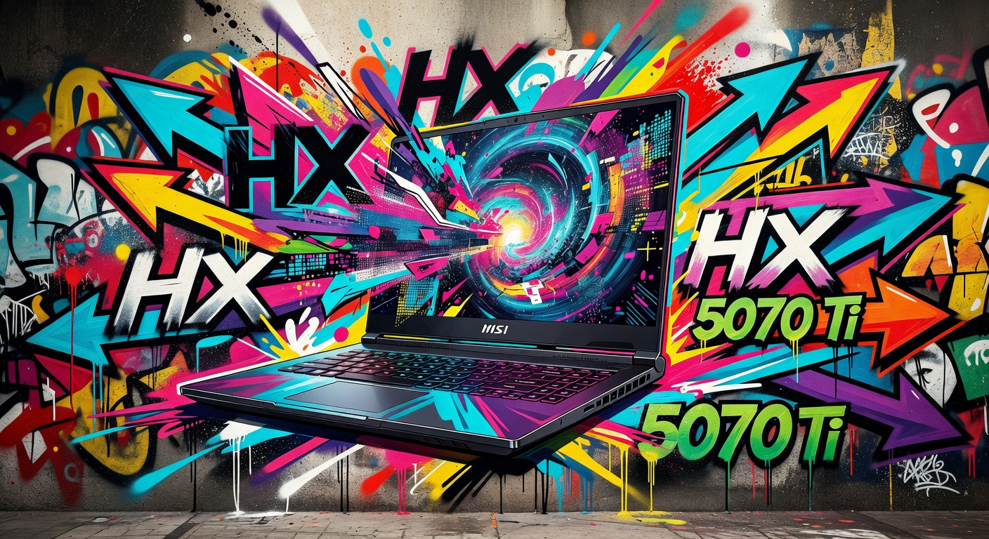 Generische Gaming-Laptop-Szene mit Preisetiketten und Neonlicht ohne Markenlogos