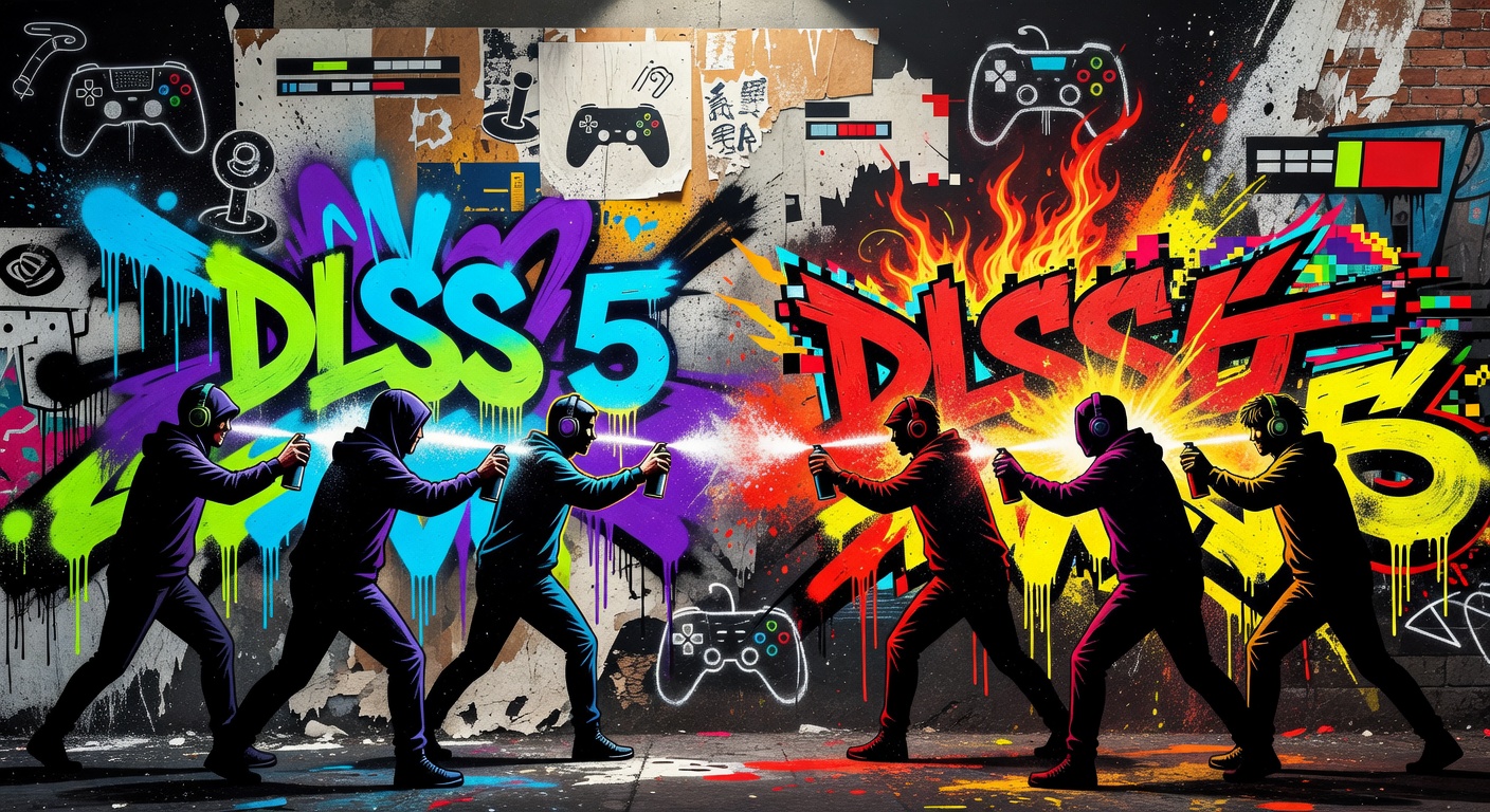 Abstrakte GPU-Visualisierung mit neonfarbenen Render-Layern