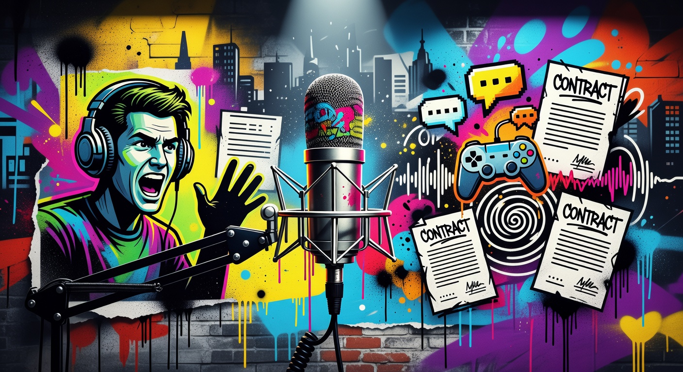 Mikrofon im Studio mit abstrakten Altersfreigabe-Symbolen im Hintergrund