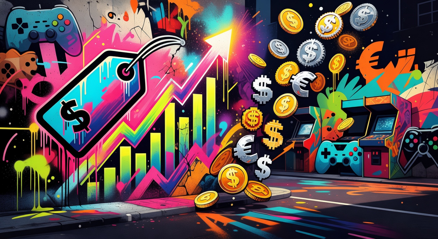 Abstrakte Gaming-Collage zu variablen Store-Preisen