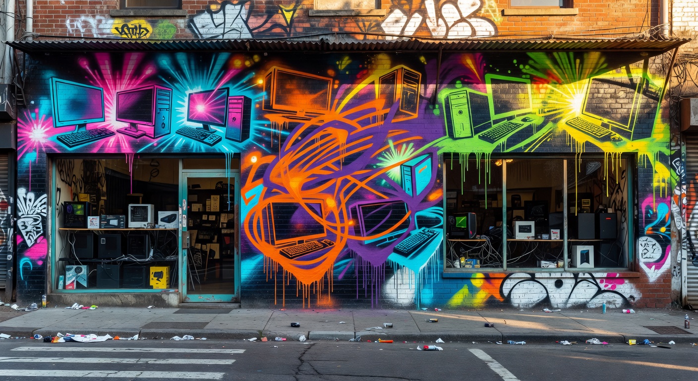 Abstrakte Gaming-Collage zu regionalen Preisen und digitalem PC-Store